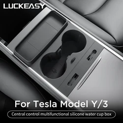 For Tesla Model Y Multifunctional Water Cup Holder Central Control Storage Box Model3 Drinks Holder Storage Tray Car Accessories