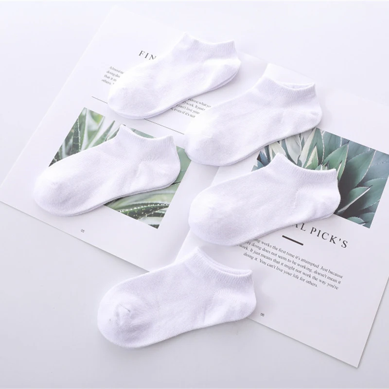 5 Pairs/Lot Children Socks Boy Girl Baby Cotton Fashion Pure Black White Gray For Summer New 1-12 Years Kids Teens Student Socks