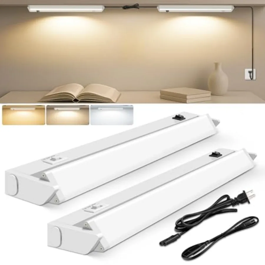 

Under Cabinet Lighting 12 Inch Linkable LED Under Cabinet Lights with Plug 150° Swivel Light Bar 3 Color Temperatures 3000K/400