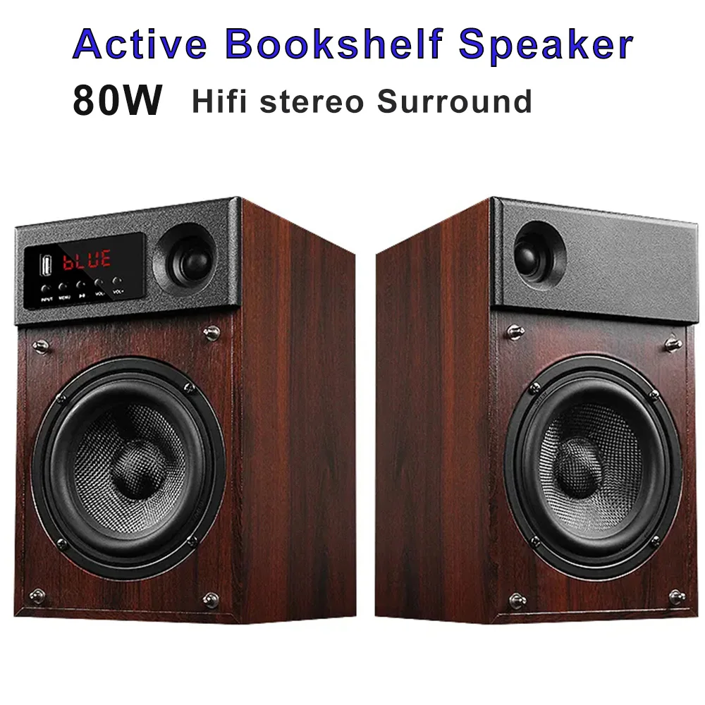 

Home HiFi Stereo Active Speaker 80W High-power Coaxial Input 2.0 Audio Computer Desktop Bluetooth Bookshelf Sound Box Subwoofer