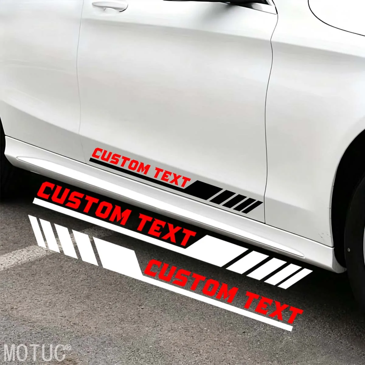 Car Stickers Custom Text Side Skirts Sport Racing Stripes Self Adhesive Removable Waterproof Premium Vinyl Auto Exterior Decals