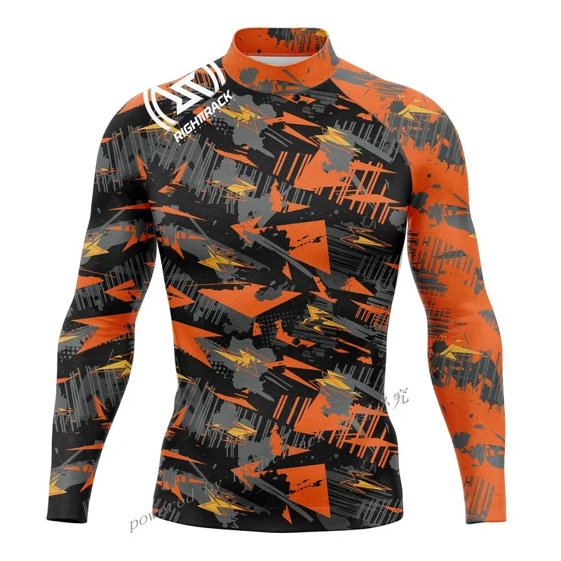 Hot Men's Surfing Shirt Energetic Camo Style Lycra Rashguard RIGHTTRACK For Surf Sportswear Beach UV Swimwear UPF50  Clothes