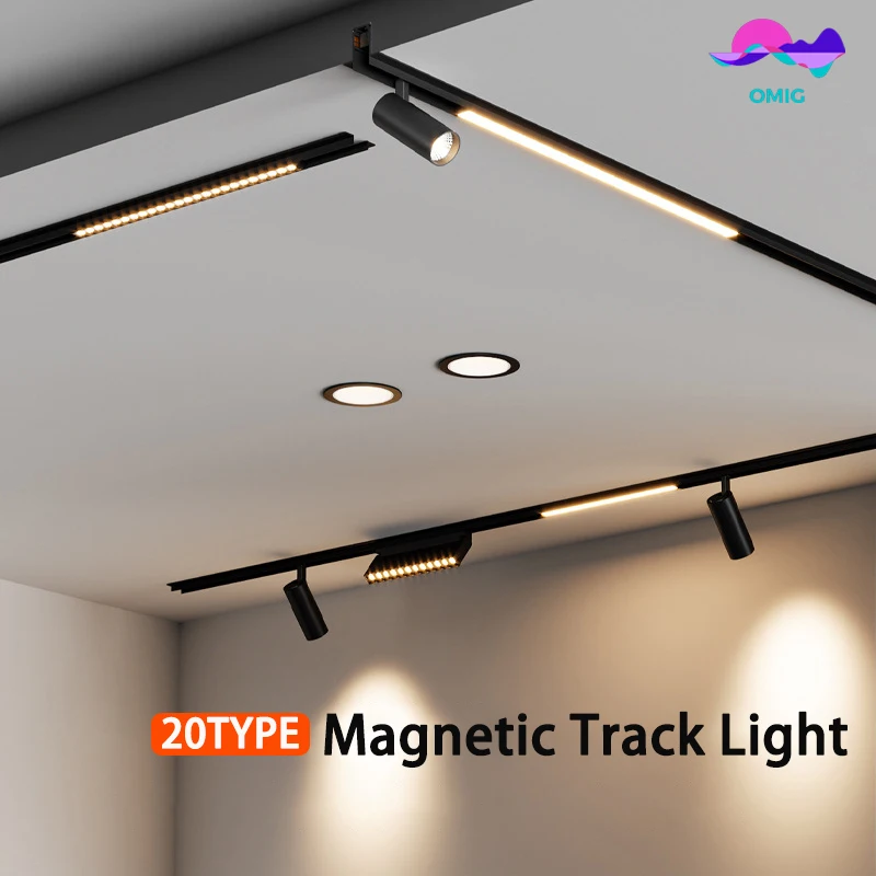 Modern Recessed Magnetic Track Lights LED Spotlight Fixtures Living Room Without Main Light Lighting Rail Magnet System