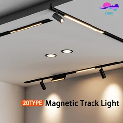 Modern Recessed Magnetic Track Lights, Luminárias LED Spotlight, Sala de estar, Luz principal, Trilho de iluminação, Sistema magnético