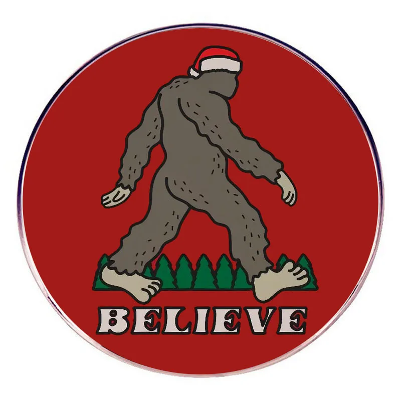 Christmas Bigfoot Enamel Pins Believe Sasquatch Lapel Badge Brooch Decoration Jewelry