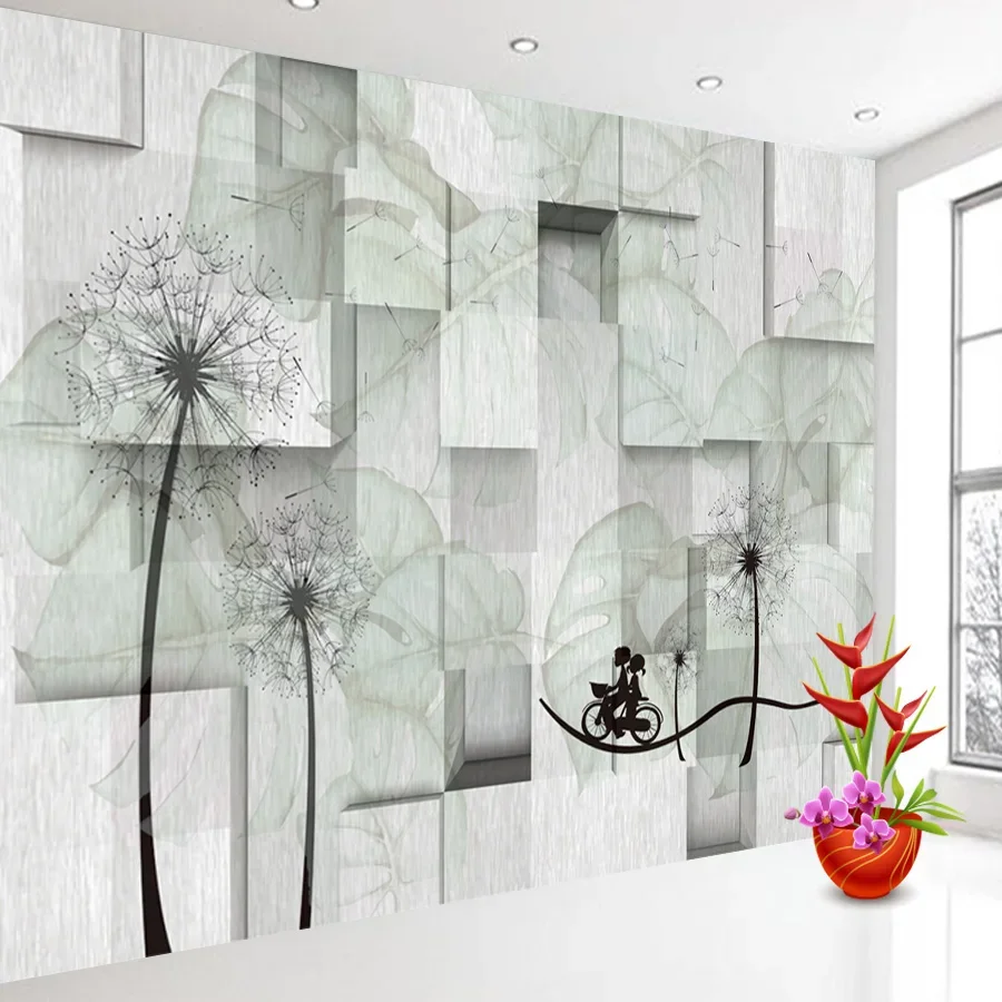 Removable Peel and Stick Wallpaper Accept for Living Room Bedroom Walls Brick Dandelion Paper Home Decor Contact Paper Covering image 3