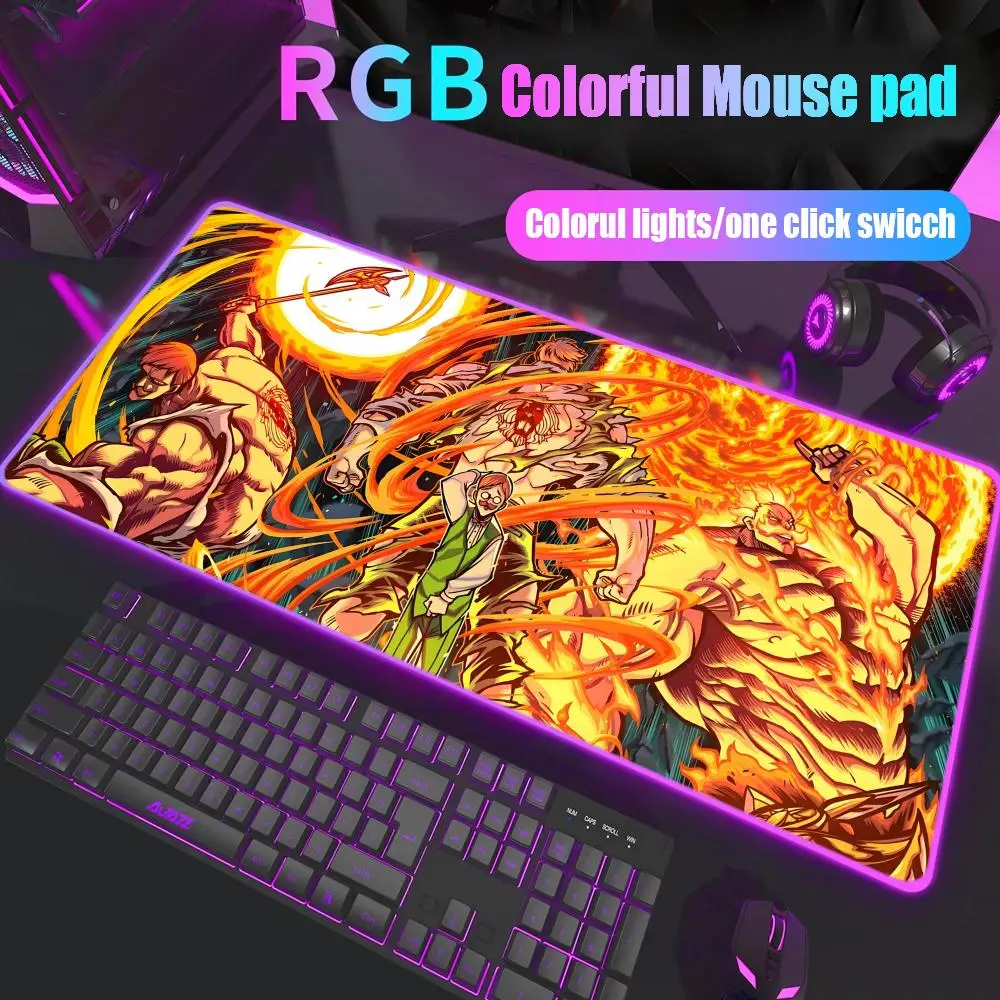 

Аниме Escanor Коврик для мыши Gamer Rgb Настольный коврик Подсветка Светодиодный коврик для мыши Настройка игровых аксессуаров Настольный коврик Большой коврик для мыши Подсветка