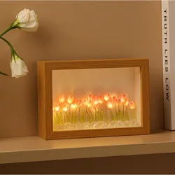 DIY Wooden Photo Frame Tulip Flower Sea Home Decoration Ornaments Atmosphere Lights Valentine's Day Mother's Day Birthday Gifts