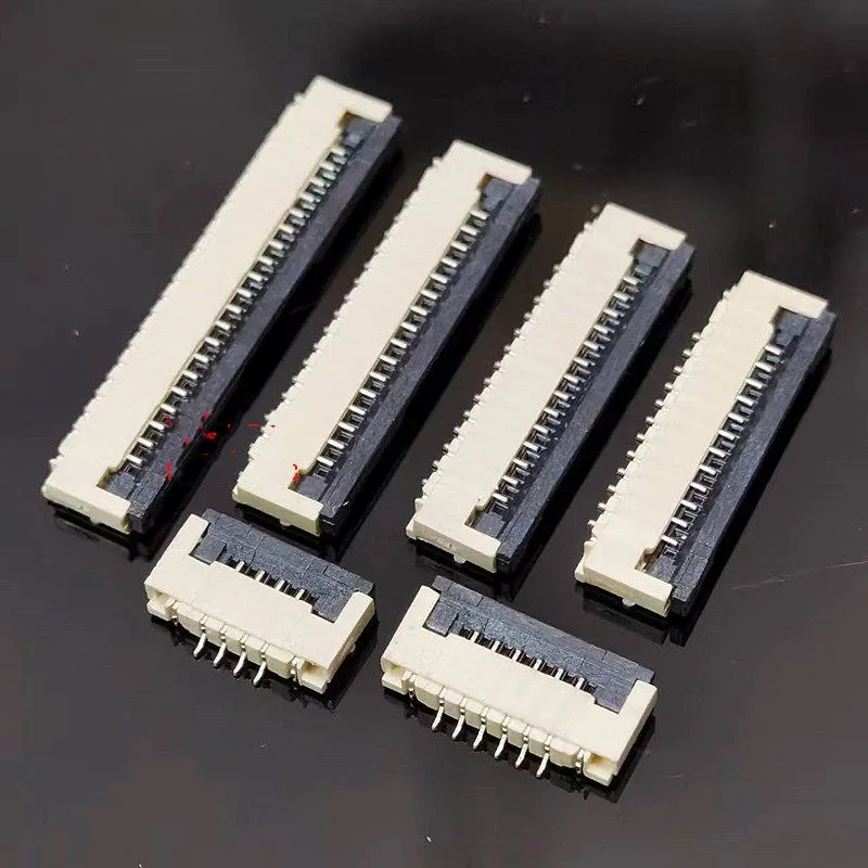 50PCS FPC/FFC Connectors 1.0mm Pitch, Flip-Type Bottom Contact, 6P 8P 10P 12P 16P 20P-60P Sockets