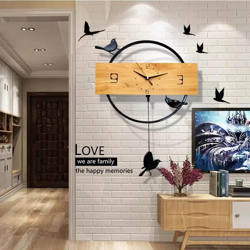 

Modern Minimalist Wall Clock Wooden Bedroom Quiet European Wall Clock Bedroom Living Room Reloj Pared Decorativ Room Decoration