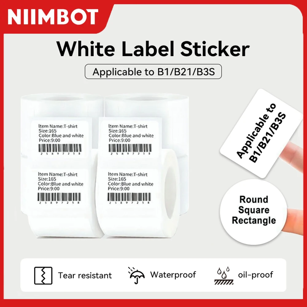 Niimbot Label Mini Printer Portable Thermal Label Stickers Self-Adhesive Waterproof Label Maker Sticker For B1/B21/B3S Printer