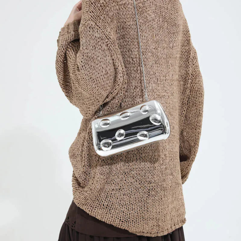 Summer Fashion PVC Solid Color CHAINS Women's Crossbody Bags High Quality Anti-theft Rectangle Party High-end Exquisite Handbags