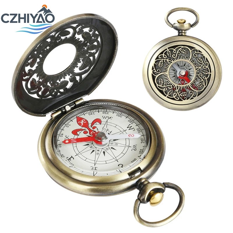 

CZHIYAO Vintage Compass-Antique Bronze Finish,for Hiking,Camping,Backpacking,Survival Navigation Tool Clear Directional Arrow