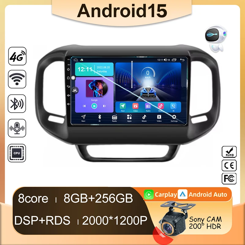 

Android 15 For FIAT Toro 2017 2018 2019 2020 2021 Car Radio Navigation Multimedia Player GPS WiFi+4G DSP wireless Carplay Auto