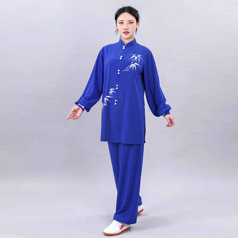 Women Performance Tai Chi Suit Kung Fu Wushu Martial Arts Uniform Wing Chun Jacket Pants Oriental Button Stand Collar Clothing