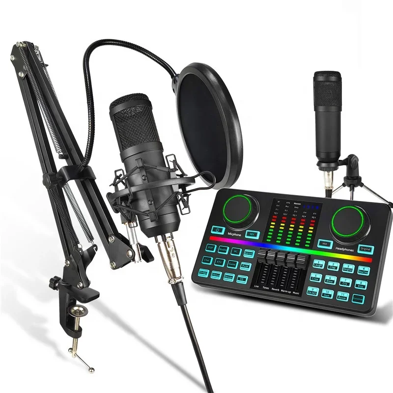 Free Shipping to USA Censreal Voice Changer Musical Instrument Mixer Podcast Equipment Microphone with External Sound Card