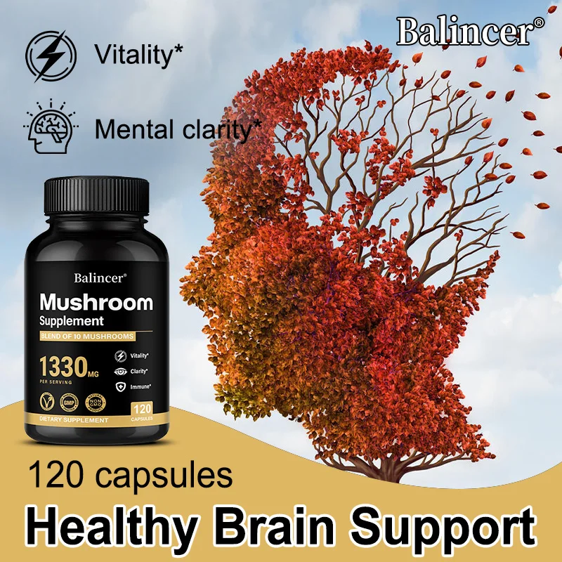 Mushroom Complex Capsules, Lions Mane, Cordyceps, Reishi & Shiitake, Cognitive Clarity, Focus, Mood, Energy & Immune Support view 4