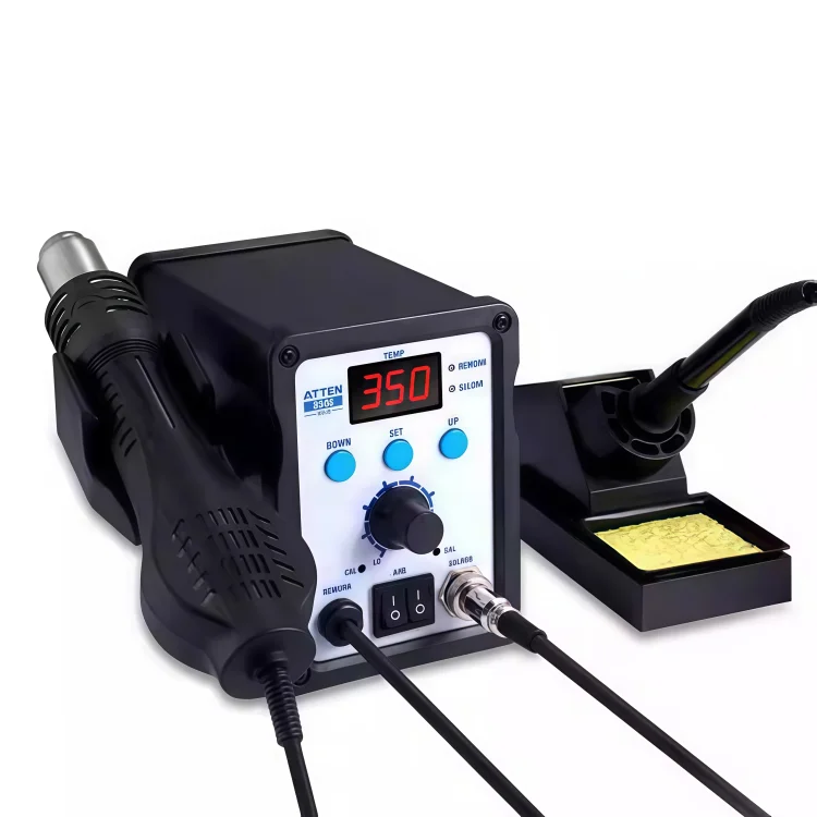 8586 2-in-1 Hot Air Rework Station Dual Digital Display 220V EU Plug Benchtop Tool Holder 1-Year Warranty for PCB Repair SMD