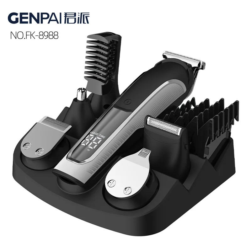 N-in-1 Professionelles Haarschneidemaschinen-Set 8988 für den Heimgebrauch, Friseur-Styling-Trimmer mit LCD-Display