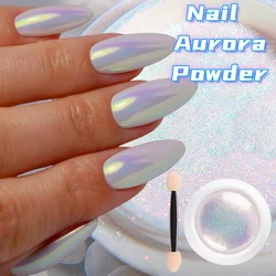 1pc Holographic Aurora Nail Powder Mirror Effect Chrome Nail Art Mermaid Rainbow Rubbing on Powder Shinny Pearl Nail art