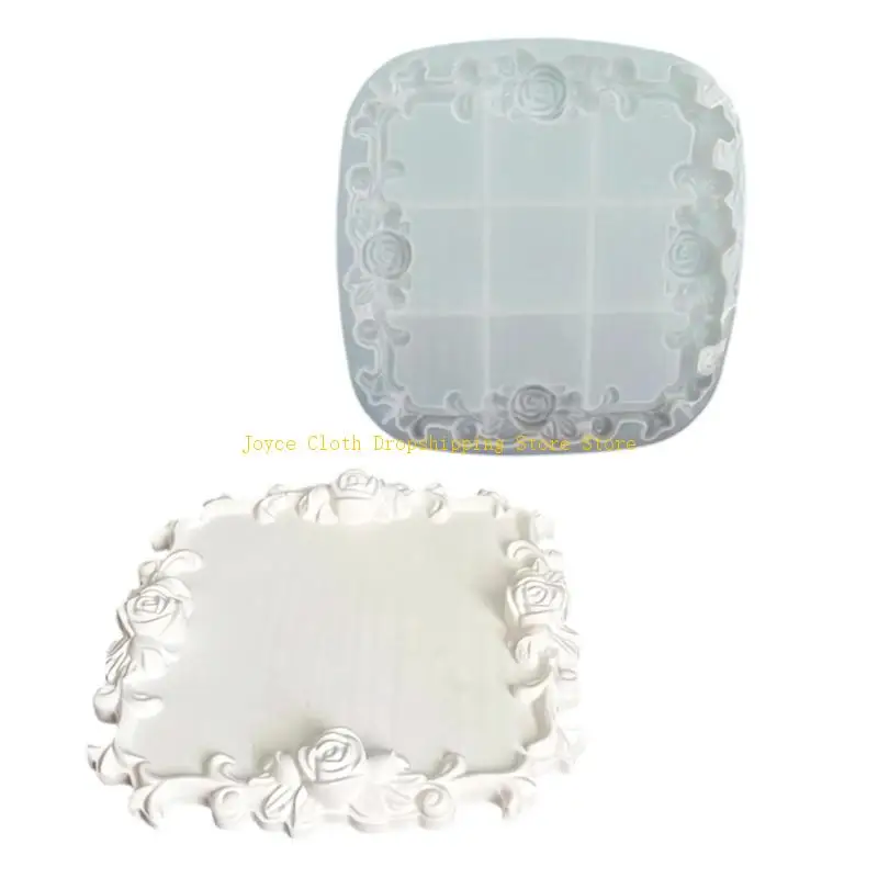 Rose Pattern Silicone Casting Mold, Decorative Floral Border Mold for Resin Plaster Home Accent Craft Projects 10CD
