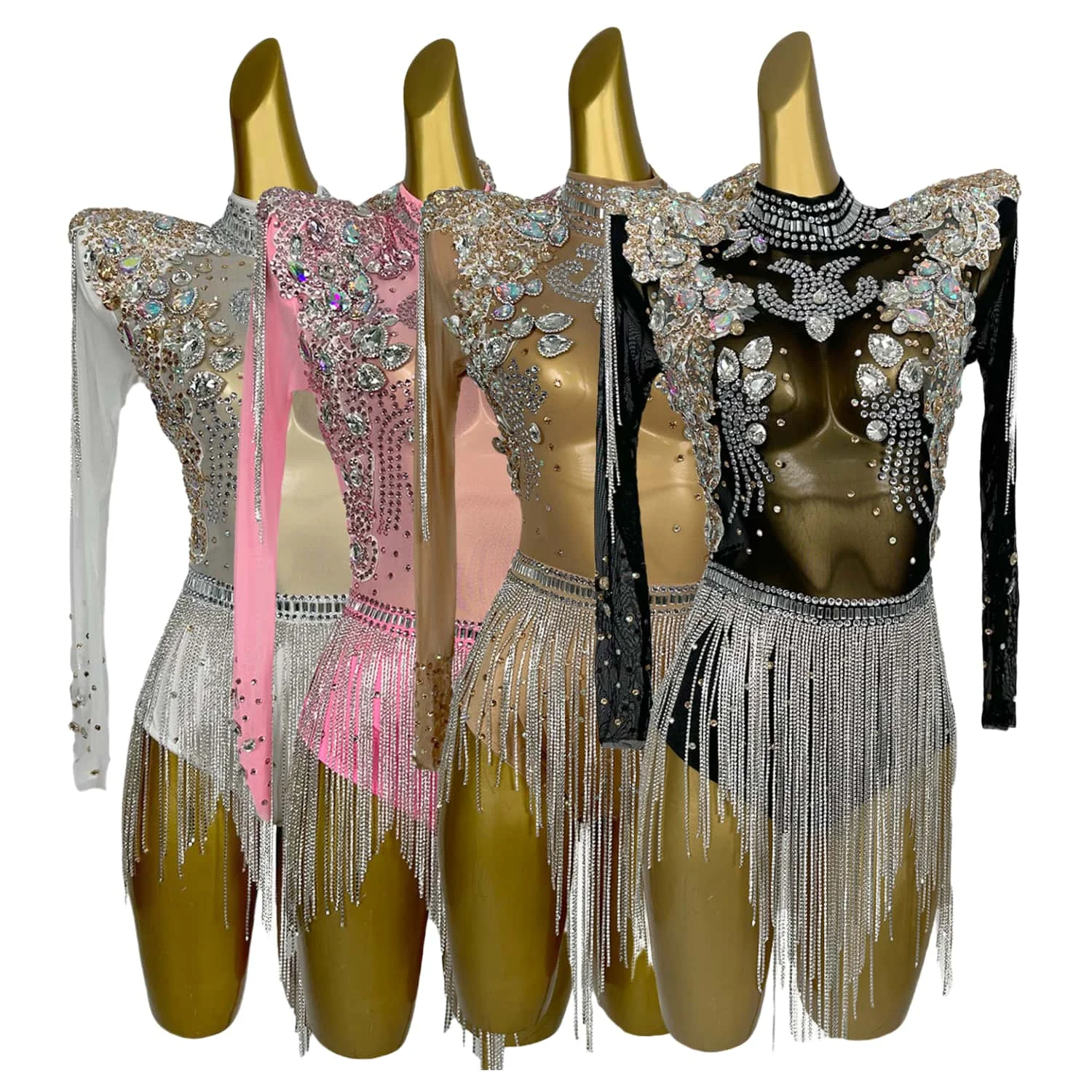 

Bolihuanghou Luxury Shining Diamond Tassel Chain Bodysuit Sexy Women Evening Birthday Party Nightclub Performance Stage Costume
