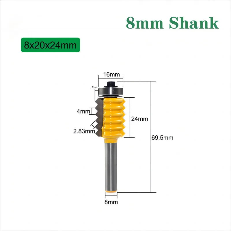 Woodworking Router Bits with 8mm Shank, Multi-tooth Joint Grooving Cutter, Wavy Splicing Tool for Carpenter Work  DIY