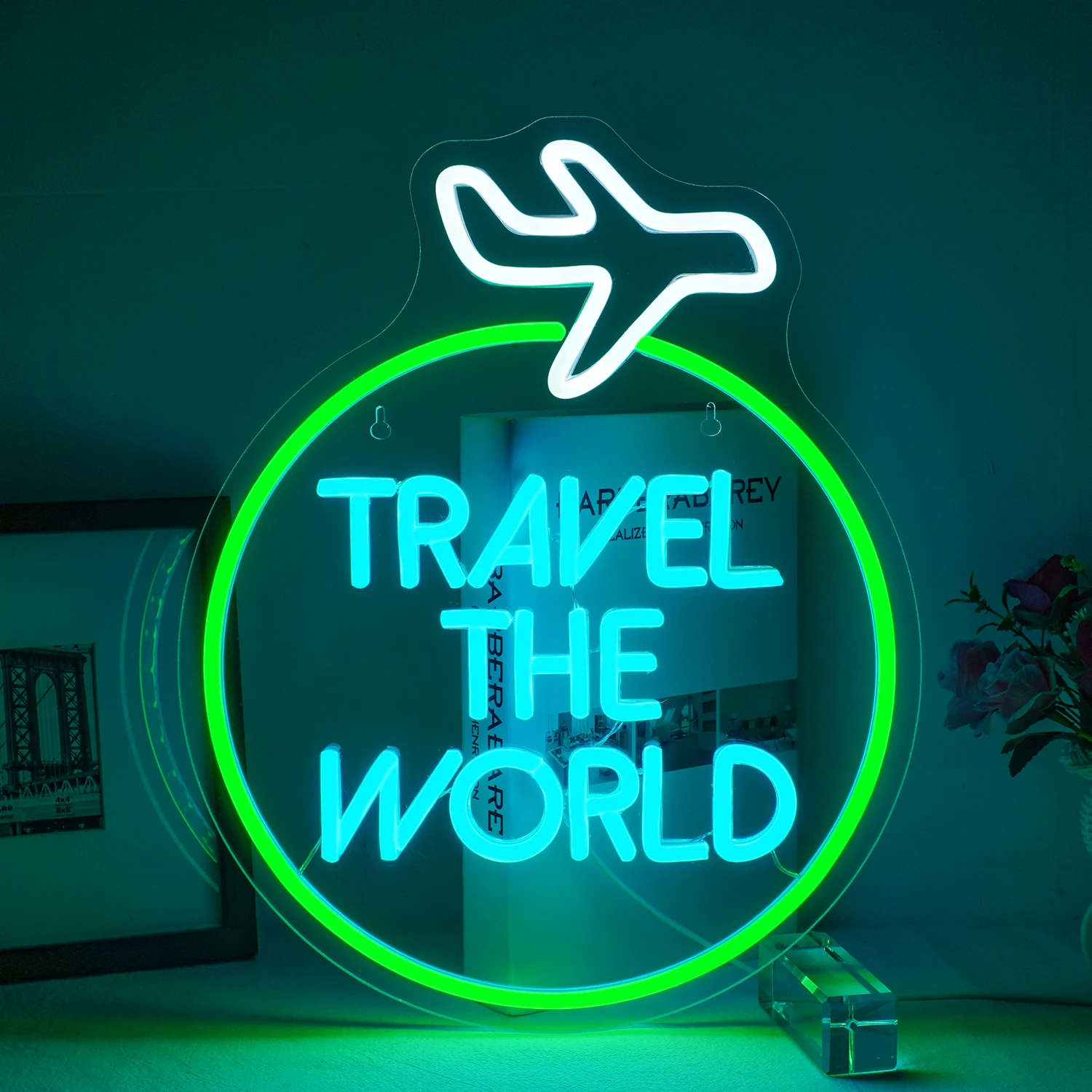 Travel The World Neon Sign For Wall Decor Room Decoration For Hotel Homestay Tavern Dimmable LED Lights USB Powered Neon Signs