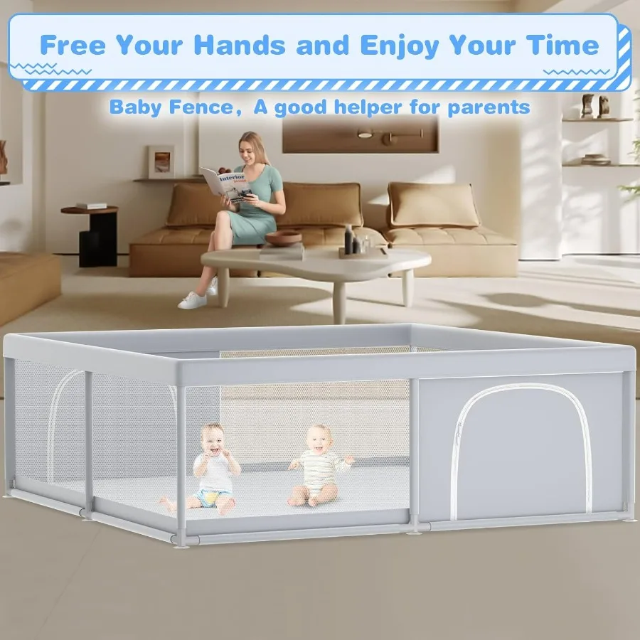 Box per bambini da 79 x 79 pollici per uso interno ed esterno Area gioco sicura e spaziosa per i più piccoli con tessuto delicato sulla pelle e morbido