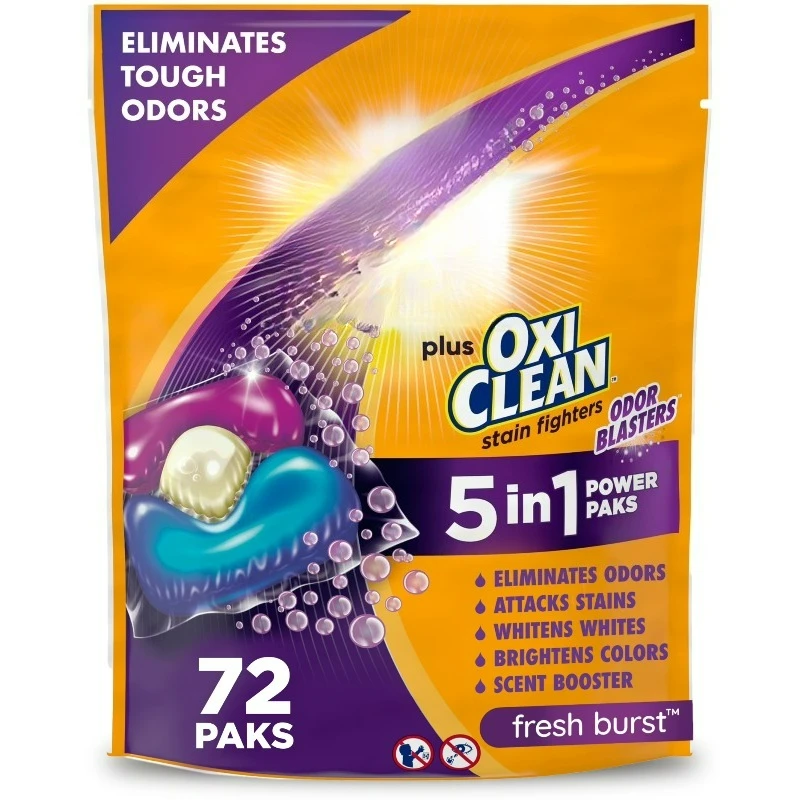 

Plus OxiClean With Odor Blasters Laundry Detergent, 5-IN-1 Power Paks, 72 Ct