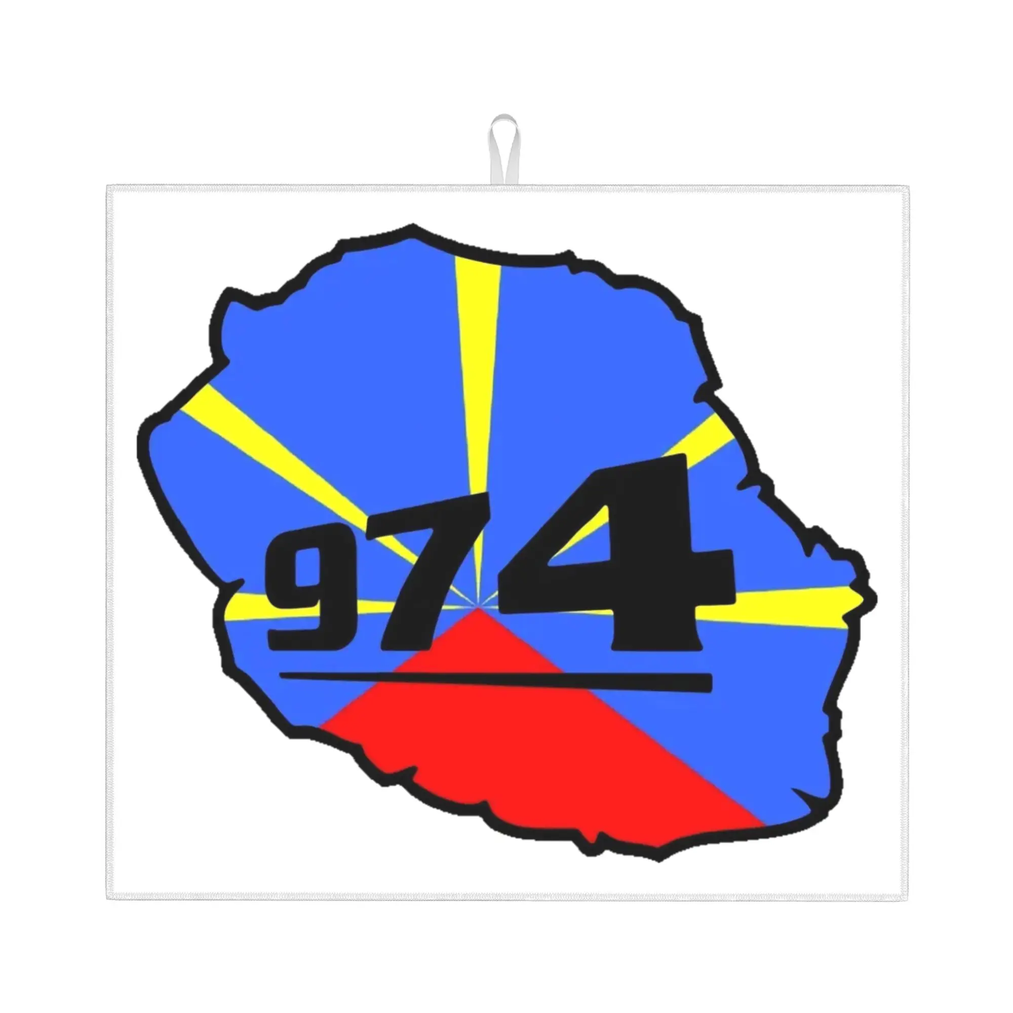 Drying Mat For Kitchen Reunion Island Flag 974 Water Absorbent Waterproof Reusable  On Slip Kitchen Counter Protector Mat