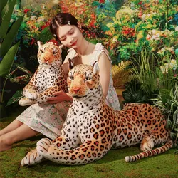 Giant 170cm Simulation Lifelike Leopard Plush Toys Soft Stuffed Animals Real Life Dolls Pillow Cheetah Model for Kids Gift Room