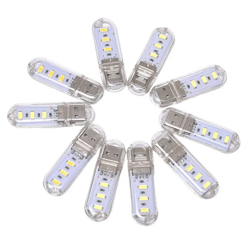1/5/10PCS USB 야간 조명 휴대용 LED 램프 책 조명 캠핑 노트북을위한 밝은 독서 램프 침실 흰색 따뜻한 야간 조명
