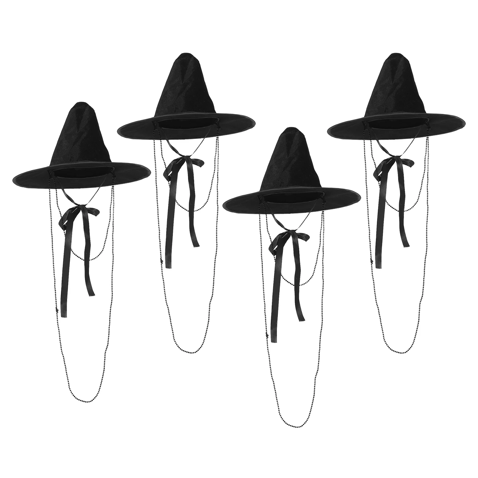 Sombrero coreano tradicional para hombre, sombrero de copa plano con cadenas de cuentas, tocado negro para disfraz Hanfu, tocado quirófano antiguo, 4 Uds.