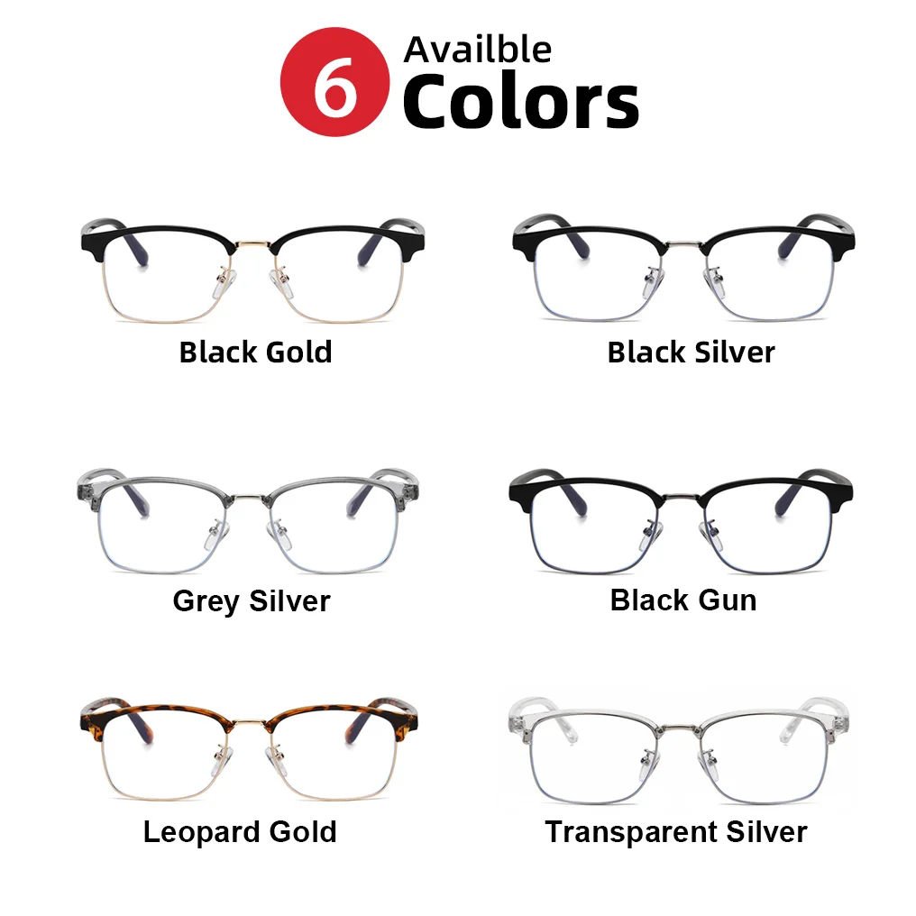 Blue Light Blocking Glasses Frame Men Computer Eyeglasses UV400 Black Semi Rimless Women Anti Bluelight Square Clear Goggles