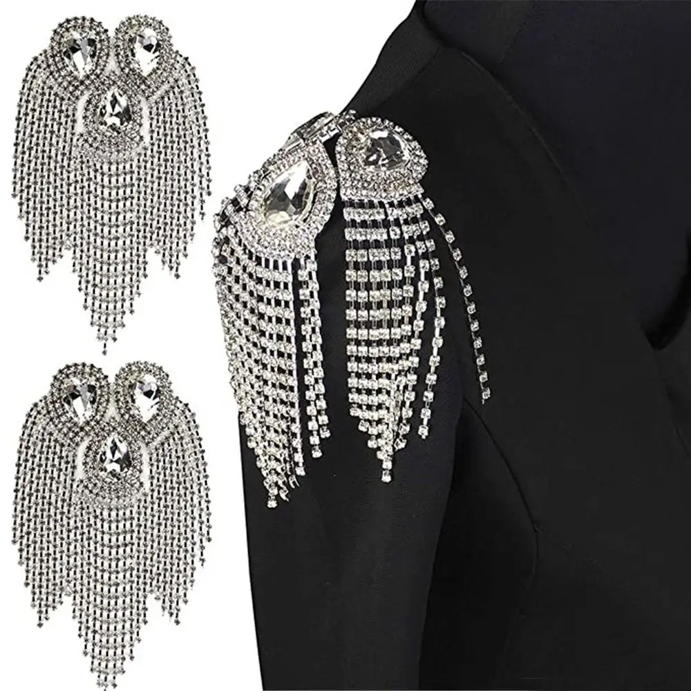 เข็มกลัดโซ่ยาวประดับพลอยเทียมลูกปัดเข็มสำหรับเสื้อผ้าผู้ชายและผู้หญิง