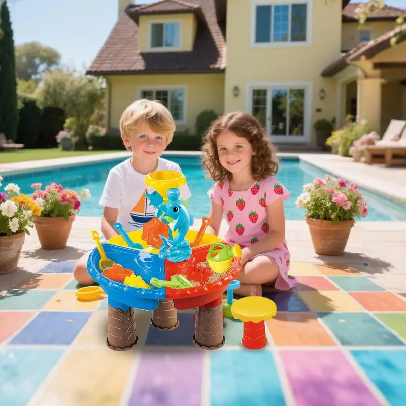 

Water Sand Table Outdoor Water Table Beach Games Interactive Educational Toys Playset With Accessories Preschool Learning
