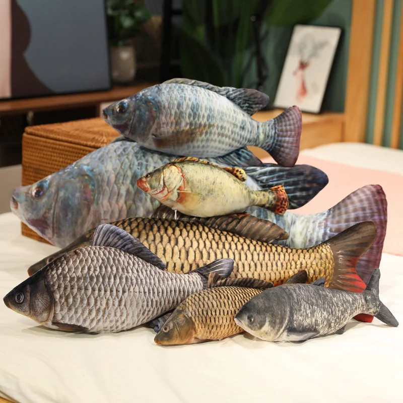 13 Styles New Simulation Fish Plush Toys Realistic Tilapia Carp Bream Plush Pillow Stuffed Soft Bed Back Cushion Creative D