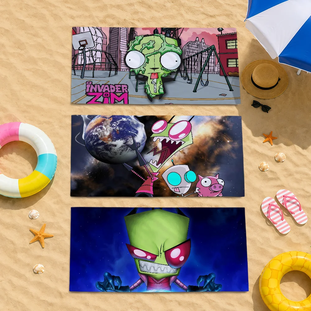 Cartoon I-Invader Z-Zim Art Towel Soft Quick Dry Beach Towels For Gift Travel Gym Bathing Spa Camp Sport Pool Towel Gift