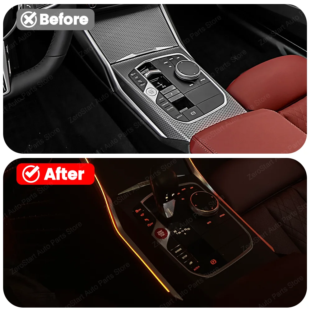 Für BMW Neue 3/4 Serie G20 G22 G26 LED 11 Farben Entfernen Sie die Original Mittelkonsole Sattellicht Kleber Dekorieren Sie Lichter