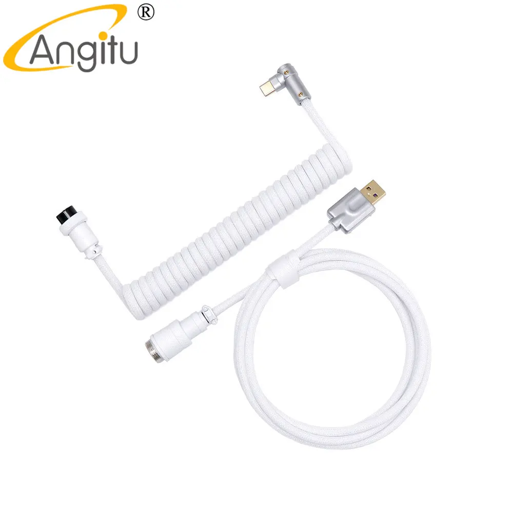 Angitu بريميوم لتقوم بها بنفسك مخصص USB لنوع C لوحة المفاتيح الميكانيكية ملفوف كابل مع 90 درجة نوع معدني C أسود أبيض