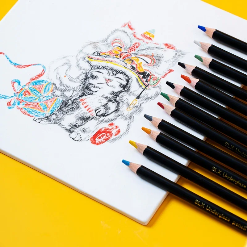 Poterie sous glaçure crayon de couleur 12 couleurs en option à base d'huile coloriage glaçure poudre stylo bricolage peinture en céramique outils de coloration