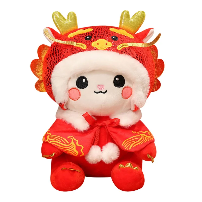 Chinese New Year Dragon Plush Doll Cute Soft Stuffed Toy Auspicious Doll for Birthday Bedroom Spring