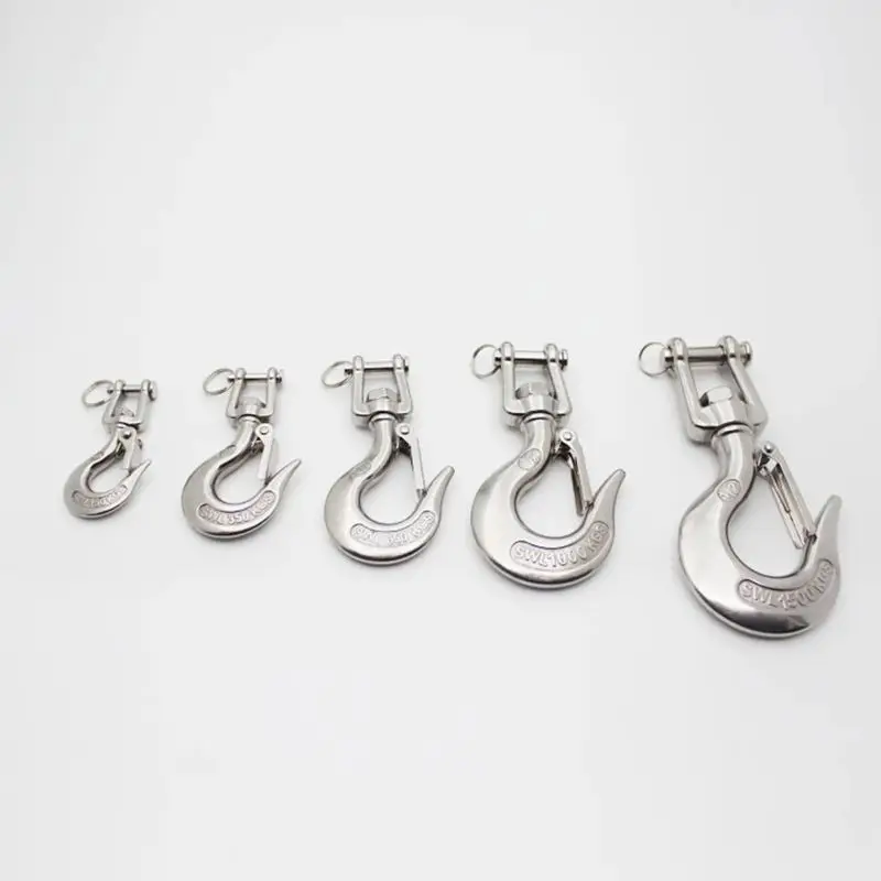 304 Stainless Steel Self Locking Swivel Hook Heavy Duty Swivel Eye Lifting Hook Rigging, Working Load 150/350/ 650/1000/1500KG