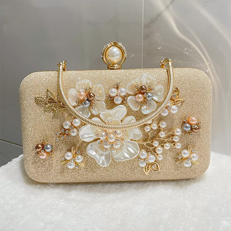 

Элегантные вечерние сумки с жемчугом для женщин, роскошные сумки через плечо с цветочной цепочкой, вечерние сумки для свадьбы и ужина, женский клатч