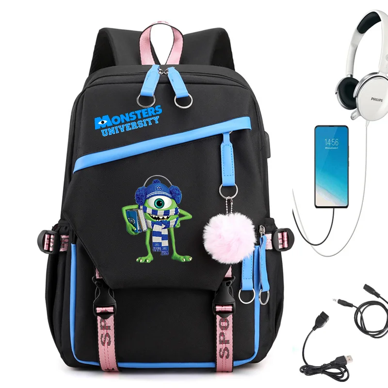 

Monsters University Compartment USB Charging Schoolbag Male and Female Student Laptop Backpack Large Capacity School Bag Mochila