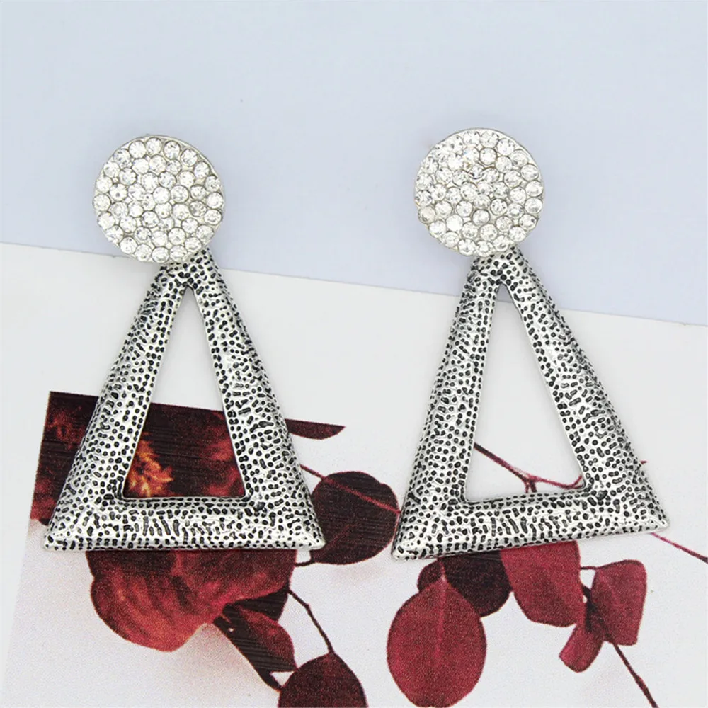 Picture 4: Latest New Popular European Styles Metal Hollow Open Exaggerate Geometric Triangle Pendant Stud Delta Earrings For Women
