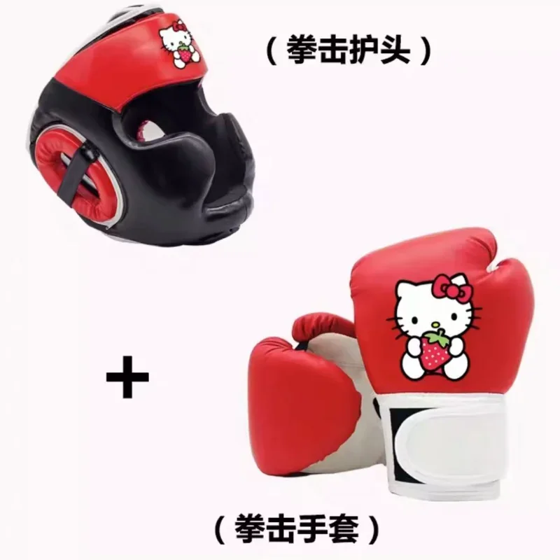 

Детские боксерские перчатки Sanrio Hello Kitty для детей от 4 до 12 лет, боксерские мешки с песком из искусственной кожи с героями мультфильмов, брызги для мальчиков и девочек, розовые тренировочные перчатки