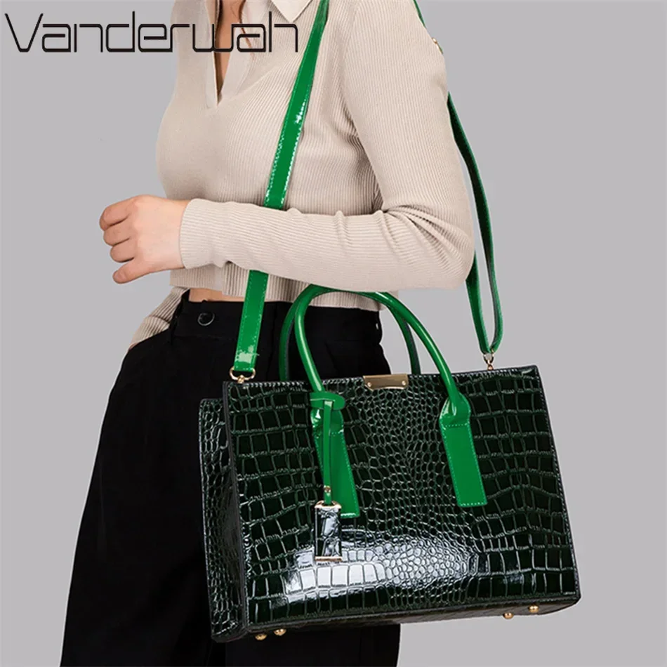 Patent Leather Women Messenger Bags Crocodile Female Crossbody Shoulder Hand Bags for Women 2024 High Quality Ladies Handbags