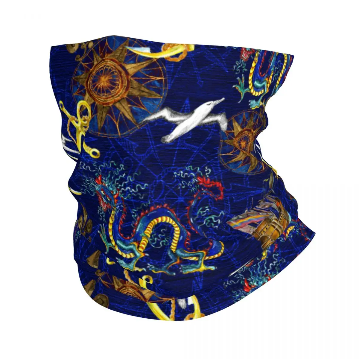 Marine With Sea Elements Thin Bandana Neck Gaiter Wrap Scarf Headband Neck Cover